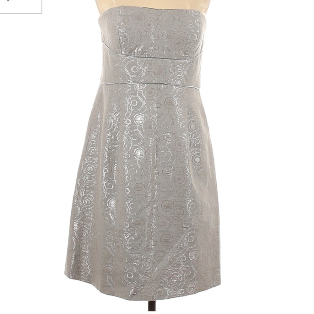 NEW Max & Cleo Silver Strapless Cocktail Dress Size 4 Small